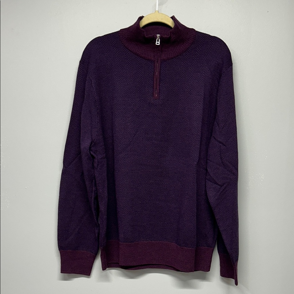 Bonobos Men’s Merino Half Zip Sweater Herringbone Golf Slim‎ Fit Size XL
